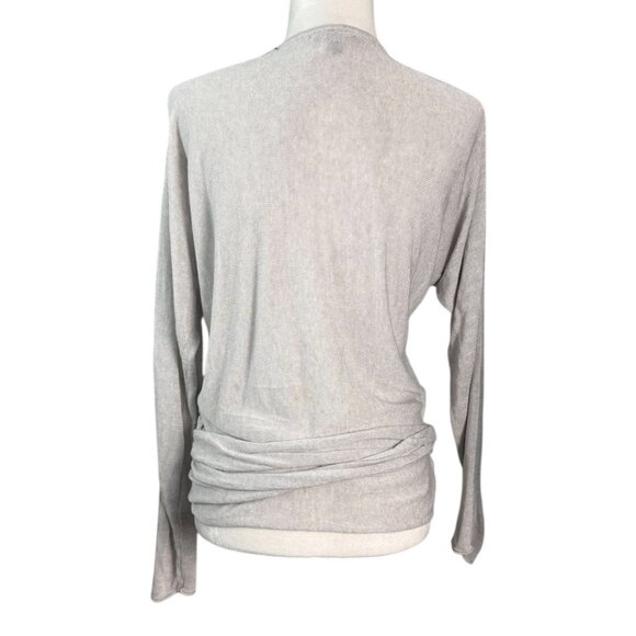 J.Crew Linen-Blend Wrapped Cardigan Sweater w Tie in Light Gray Long Sleeves SM - Picture 9 of 9
